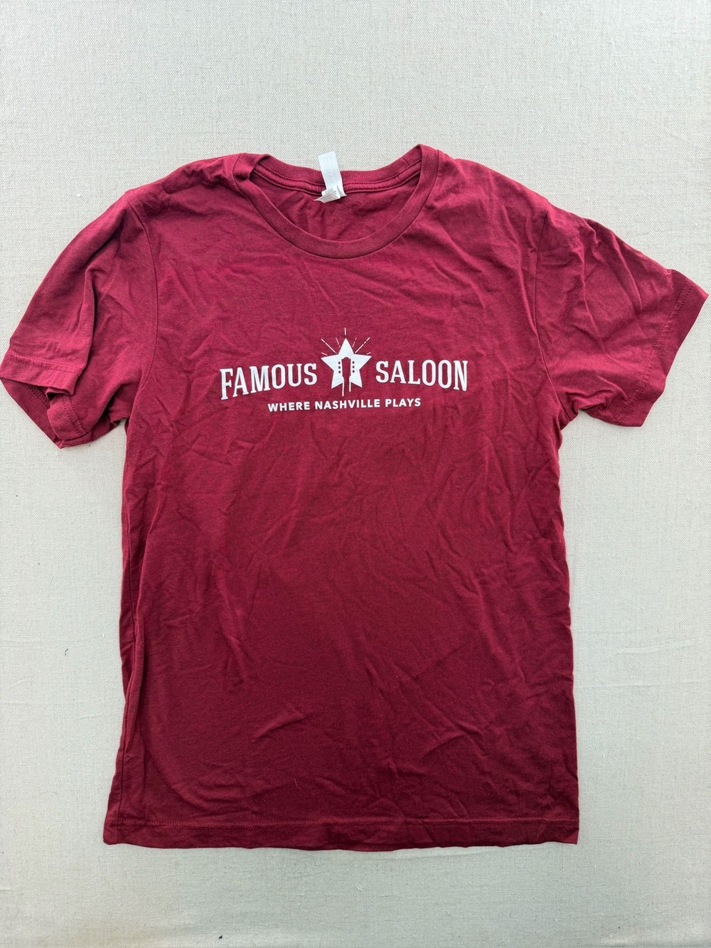 “ Famous Saloon” Burgundy Crewneck T-Shirt